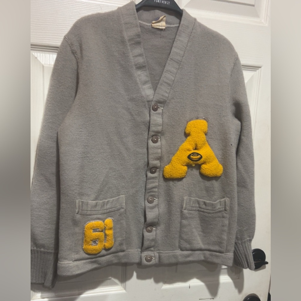 Vintage 50s 60s NELSON KNITTING MILLS WOOL LETTERMAN SWEATER SHIRT CARDIGAN